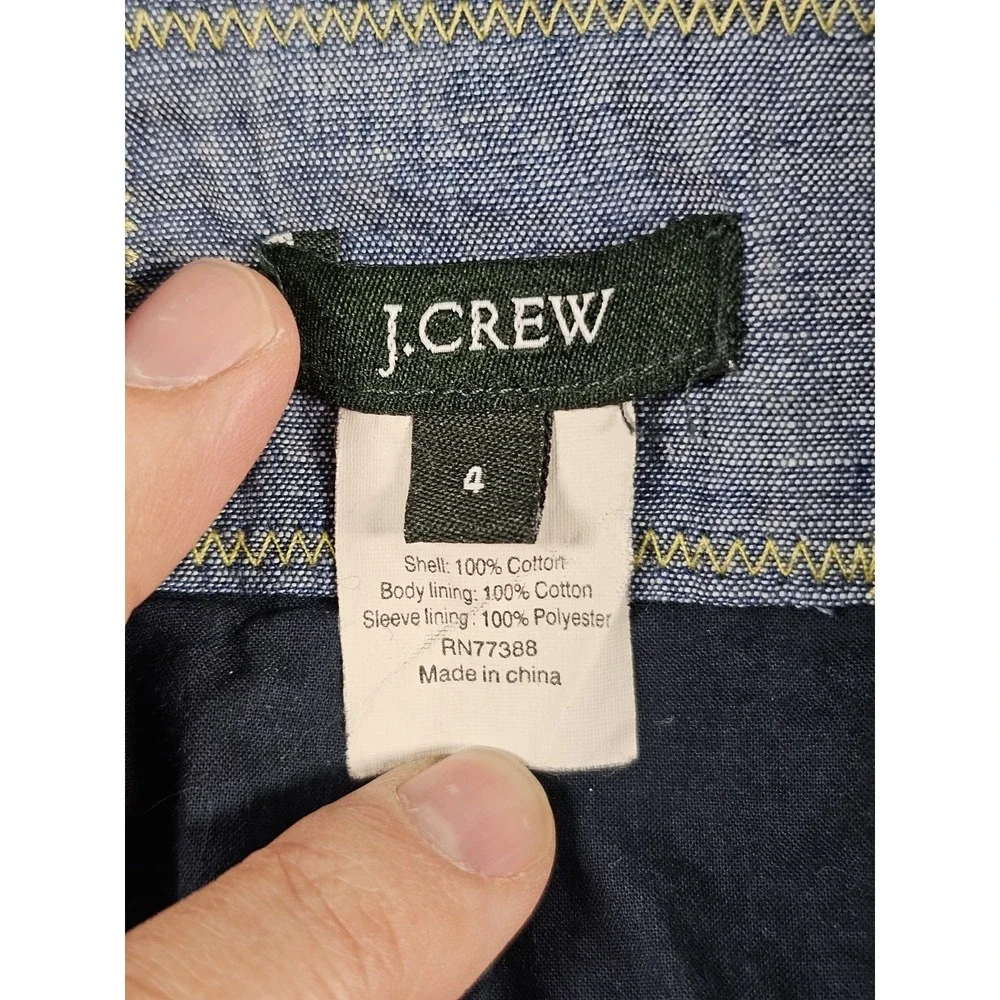 J.Crew Schoolboy Blazer Womens 4‎ Blue Chambray Cotton 2 Button Jacket